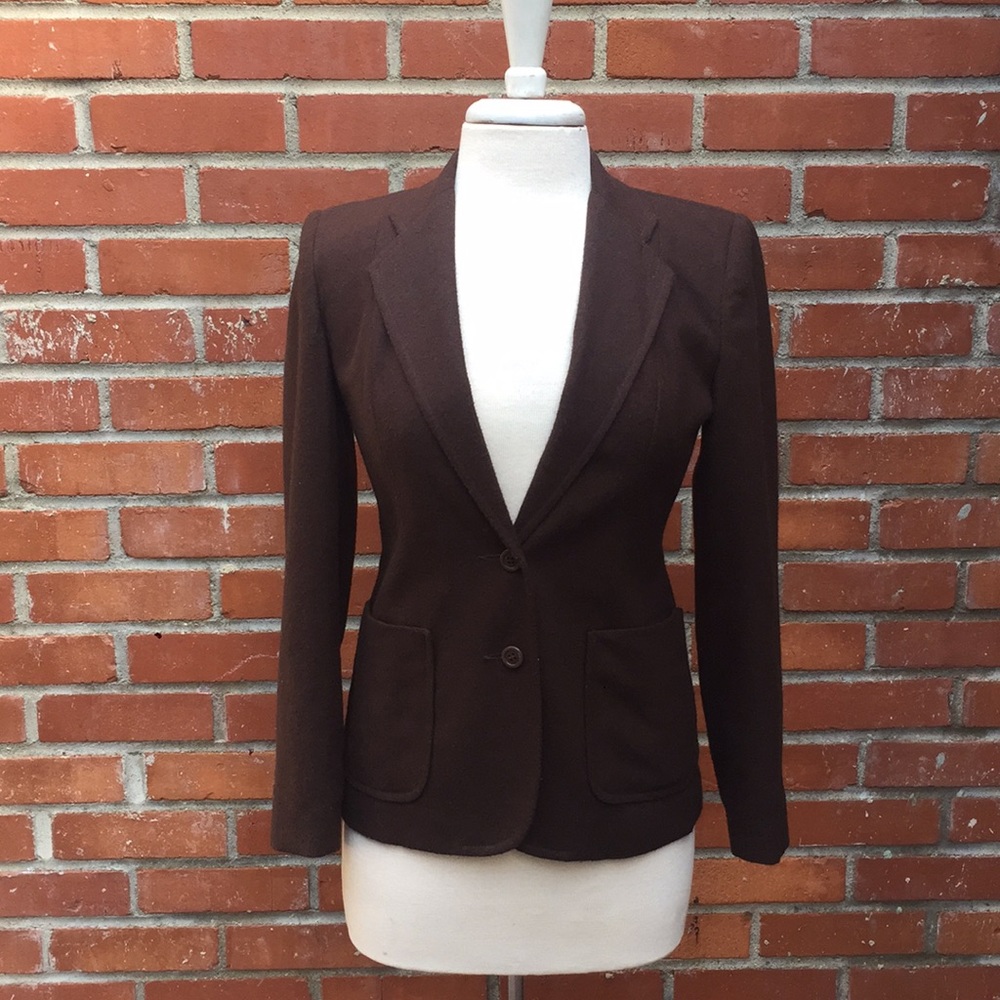 {Oscar de la Renta} Brown Wool Fitted Jacket